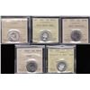 Image 1 : Canada Twenty-Five Cents Lot of 5 ICCS Graded Coins