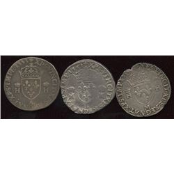 Lot of 3 French silver coins,