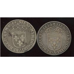 Lot of 2 French ¼ Ecu,