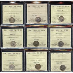 Lot of 17 ICCS Graded Five Cents