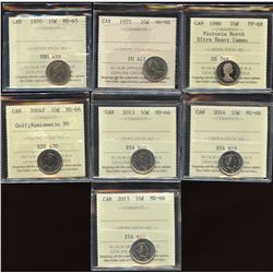Ten Cents ICCS Graded - Lot of 7