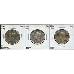 1946 Fifty Cents - Lot of 3