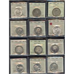 Lot of 12 ICCS Graded Fifty Cents