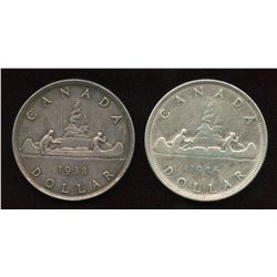 1938 & 1946 Silver Dollar Pair