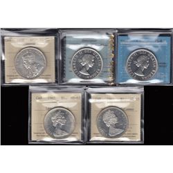 Lot of 5 Graded Silver Dollars