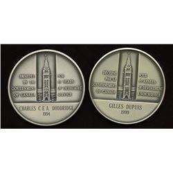 2 x Canada Long & Efficient Service Sterling Silver Medals - Named