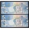 Image 1 : Rare Matching Number Consecutive Set - Bank of Canada $5, 2006 & 2008 Matched Number Radar Set