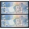 Image 1 : Rare Matching Number Consecutive Set - Bank of Canada $5, 2006 & 2008 Matched Number Radar Set