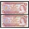 Image 1 : Bank of Canada $2, 1974 - Lot of 2 Replacements