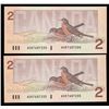 Image 1 : Bank of Canada $2, 1986 Lot of 2 Consecutive