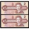 Image 2 : Bank of Canada $2, 1986 Lot of 2 Consecutive