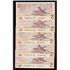 Image 1 : Bank of Canada $2, 1986 Lot of 5