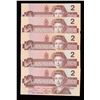 Image 2 : Bank of Canada $2, 1986 Lot of 5