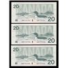 Image 1 : Bank of Canada $20, 1991 - Lot of 3 Consecutive