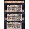 Image 2 : Bank of Canada $100, 1988 - Lot of 3 Consecutive