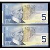 Image 2 : Bank of Canada $5, 2002 - Lot of 2 Consecutive Replacements