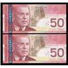 Image 2 : Bank of Canada $50, 2004 - Lot of 2 Consecutive