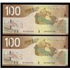 Image 1 : Bank of Canada $100, 2004 - Lot of 2