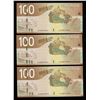 Image 1 : Bank of Canada $100, 2004 - Lot of 3 Consecutive