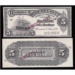 Banque D'Hochelaga $5, 1889