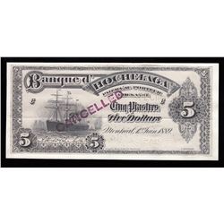 Banque D'Hochelaga $5, 1889