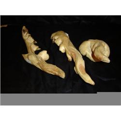 Set/3 Carved Chinaberry Lizzards