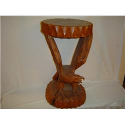 Carved Monkeywood Eagle Stool