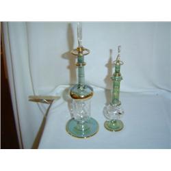 Set/2 Green Egyptian Perfume Bottles