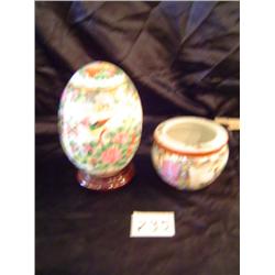 Porcelain Royal Family Egg & Fish Pot