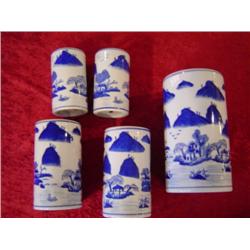 Blue/White Chines Porcelain Bamboo Pots