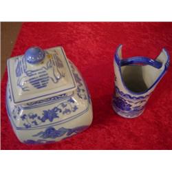 Set/2 Blue/White Chinese Porcelain Vases