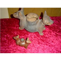 Set/2 Old Two-headed? Dog Pottery 