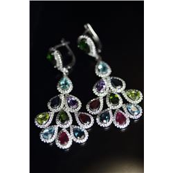 Natural SAPPHIRE RUBY TOPAZ RHODOLITE Earrings