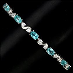 Natural Oval Neon Blue Apatite 60 Carats Bracelet