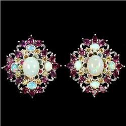 NATURAL OPAL CITRINE RHODOLITE  TOURMALINE Earring