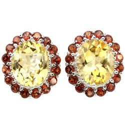 Natural Citrine & African Garnet Earrings