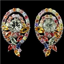 Natural AMETHYST MULTI COLOR SAPPHIRE Earrings