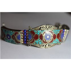 Tibet Hand Made Turquoise Lapiz Lazuli & Coral Bracelet