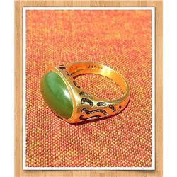 Antique Natural Jade & Solid Gold (Heavy) Ring