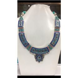 Tibet Hand Made Turquoise, Coral, Lapis Lazuli Necklace