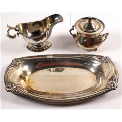 Silverplate Sugar & Creamer, Tray