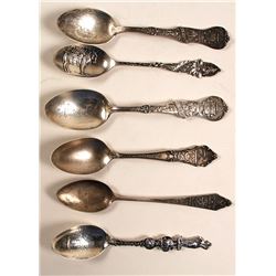 6 Colorado Silver Mining Souvenir Spoons