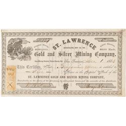 St. Lawrence Gold and Silver Mining Company Stock Certificate (Inyo Mining District)