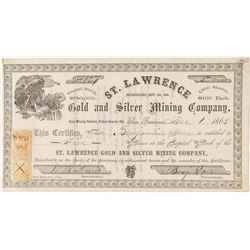 St. Lawrence Gold and Silver Mining Company Stock Certificate (Inyo Mining District)