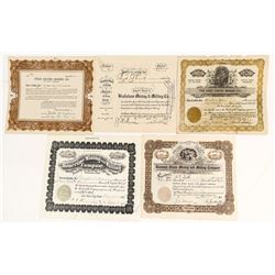 Five Different Utah Mining Stock Certificates