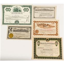 Five Different Utah Mining Stock Certificates