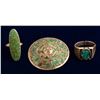 Image 1 : Two Silver and Turquoise Rings and Pendant/Pin