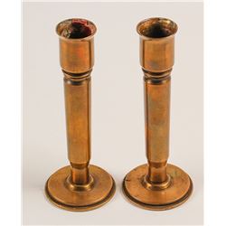 WW 2 Shell Art Candlestick Holders (pair)