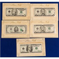 Five Star Notes, $5, $10, $100