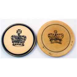Two Choice Ivory Gaming Chips with Crowns